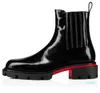 Designer londonien Reds semelle Hommes bottines semelle en caoutchouc Cheney Walk marque de luxe plate-forme de botte courte Bottines de moto cuir suédé noir 08
