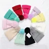 Kids Pompon Knitted Hats Fashion Letter Beanies Boys Girls Pom Poms Knitting Skull Caps Children Bonnet Winter Beanie M Designer Ear Muff 11Colors