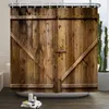 Rideaux de douche en bois, vieux Vintage, porte en bois, imperméable, rétro, décor de salle de bains, rideau suspendu, écran de bain, décoration de la maison, tissu mural