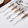 Dinnerware Sets Creative Tableware Wood Handle Stainless Steel SteakTable Knife Fork Spoon Eco-Friendly Western Set Flatware