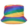 Senaste dubbelsidiga bärbara regnbågens fiskare hattar Cap Sunshade Beach Bucket Hat For Women Men