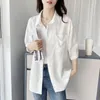 Bluzki damskie goplus kobiety swobodne topy białe guziki koszuli dżinsowe koszule blusas y camisas chemise femme hemd damen c11576