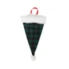 Boże Narodzenie Santa Hats Silverware Holders Xmas Party Buffalo Plaid Knife Fork Cover Table Dekoracje XBJK2210