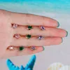 Stud Earrings 1 Pc Ins Cute Heart Earring Vintage Colorful Zircon Piercing Ear Bone Screw For Women Girls Fashion Jewelry Gift