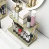 Caixas de armazenamento caixas de c￴moda de c￴moda de rack prateleira de quarto 2 pneu impress￣o de m￡rmore visor multifuncional Organizador de maquiagem do banheiro moderno rrc113