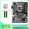 Schede madri B75 ETH MINING SCHEDA DELLA SCHEDA 12XPCIE a USB con G550 CPU 2XDDR3 4GB 1333MHz RAM Memoria BTC Miner