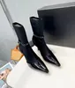 Pointed Women's Designer Boots Fashion Belt Buckle Leather Elastic Boots Luxury Show Sexy Martin High Heels Size 35-41