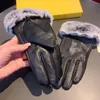 Vinterplyschläderhandskar broderade bokstäver Fårskinn Mittens Damer Pekskärmhandskar med låda