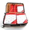 Sacs de rangement 4PCS Pochette de compression de voyage portable Cubes d'emballage Ensemble avec poignée Organisateur pour vêtements 1PC Chaussures gratuites