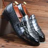 Jurk schoenen loafers heren schoenen solide kleur pu krokodil patroon dubbele gesp