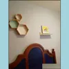 Suportes de armazenamento racks prateleira n￳rdica parede de madeira pendurada rack honeycomb hexagon shees para beb￪s quarto dekoration y200429 gota dhyby