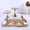 Bakware tools Europese stijl metaalgouden cake stand drielaags ijzeren huisdecoratie feest dessert evenementen display spiegellade