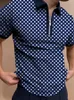 Polos Polos Patchwork Polka Dot Men krótkie koszule polo z rękawem swobodny skręcony kołnierz zamek błyskawiczny