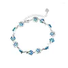 Charm Bracelets Boho Female Blue Opal Jewelry Silver Color Flower Chain For Women Cute Sea Scallop Dolphin Wedding Bracelet