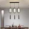 Pendant Lamps Chinese Restaurant Chandelier Antique Modern Simple Three Head Cloth Lighting Creative Iron Bar Teahouse Led Lamp