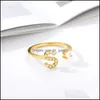 Anéis de casamento Anéis de casamento Moda feminina A-Z Nome iniciais Ring Jóias de cristal Jóias de aço inoxidável Casal empilhável Letra do alfabeto BF DHRTS