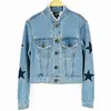 Frauenjacken Hohe Qualität Sexy Star Print Denim Jacke Mantel Frauen Frühling Casual Stand Jeans Oberbekleidung Weibliche Basic 2022