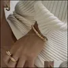 Eheringe Eheringe Edelstahl Croissant Für Frauen Geflochtene Twisted Signet Chunky Dome Ring Stapelschmuck Statement Gi Dhvtu