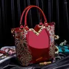 Evening Bags 2022 Handbags European And American Embroidery Fashion Bright Leather Handbag Noble Luxury Patent Shoulder Bag