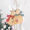 Noel Kolye Retro Ahşap Çan Geyiği Çapraz Sıcak Noel Dekorasyonları Hediye Sahne Düzeni Asma Süsler