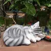 Decoraciones de jard￭n americano lindo dreing gato estatua de resina artesan￭a al aire libre ornamentos de escultura accesorios de c￩sped de la casa decoraci￳n