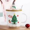 Tazze Tazza regalo anno 2022 Natale Albero di Babbo Natale Alce Pupazzo di neve Tazza d'acqua per cartoni animati in ceramica Bicchieri per caffè