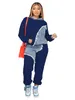 Trainingspakken Designer Tweedelige Set Vrouwen Denim Patchwork Lange Mouwen Hooded Sweatshirt Broek Outfits Jogging Sport Pak Mode Sportkleding K10465