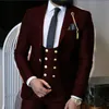 Costumes pour hommes, Tuxedos de marié à un bouton, revers en pointe, pour mariage/bal/dîner, Blazer, veste, pantalon, deux boutons, gilet w777