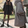 Women's Hoodies Fashion Women Harajuku Style Loose Females Long Solid Color Hooded Tops Womens BF Korean Female Pullover Students