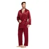 Mäns sömnkläder Silk Pyjama Set For Men 22 Momme mantel Långärmar lyxiga naturliga herrkläder pyjamas sömn
