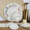 Masa Paspasları Meyve Baskı Yuvarlak Placemat El Yapımı Örgülü Pamuk Çiçekler Coasters Sehpalar Sehpalar Isı Yalıtım Pat Mat İskandinav Ev Dekor