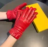 Gants en cuir de luxe pour femmes mitaines coupe-vent chaudes épaisses et gants à écran tactile en velours avec boîte