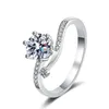 Anéis de casamento genuínos d color Moissanite Button Button Snowflake Ring Moda simples Casal presente feminino para namorada