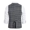 Men's Vests Men's Double Breasted Fashion Striped Plaid Vest Suit Jacket Casual Sleeveless