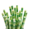 Trinken Strohhalm biologisch abbaubarer Bambus Textur Stroh Green Paper Strohhalme Öko -freundliche Barware 25 PCs /Bag LT125