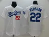 Maillots de baseball cousus Kershaw 22 Clayton Bauer 27 Trevor Jersey Retro Noir Blanc Bleu Blanc Sans numéro Nom pour homme Taille S-XXXL