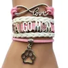 Charmarmband Drop Infinity Love Galgo Mom Armband- Anpassad svart sammet läder handgjorda flerskikts hundtryck armband