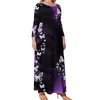 Plus Size Dresses Butterfly Print Dress Magic Animal Boho Beach Long-Sleeve Street Style Long Maxi Kawaii Vestido 4XL 5XL