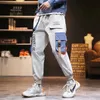 Pantalon masculin godlinu cargo pantalon masculin masque poches hip-pop jogger de la mode coton streetwear