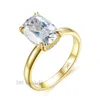 Anello solitario Anelli Kuololit 2.5CT Ghiaccio tritato 585 14K 10K Oro giallo per donna Cuscino allungato Solitario Nascondi Halo Party 221024