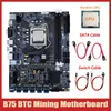 마더 보드 -B75 BTC 마이닝 마더 보드 CPU 팬 DDR3 1600MHz RAM 128G SSD SATA 케이블 스위치 LGA1155 12xpcie to USB 보드 2022