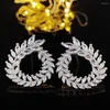 Boucles d'oreilles 2022 luxe feuille oreille couleur argent coréen pour les femmes anniversaire cadeau bijoux goutte noël E5637