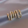 Hoop Earrings 14K Real Gold Plating Metal Three Circle Design White Shell Simple Jewelry Korean Fashion Gifts For Women And Girls