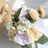 Decorative Flowers Roses Artificial Korean Bouquet For Farmhouse Home Decor Fake Floral DIY Wreath Wedding Table Decoration Bride Bouquets