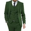 Costumes pour hommes Automne / Hiver Vert Herringbone Hommes Slim Fit Veste Gilet Pantalon 3 Pièces Marié Mariage Tuxedo Angleterre Trajes de Hombre 2022