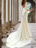 Mermaid Beads Women Wedding Dress Sexy V Neck Backless Long Sleeve Formal Bridal Gowns Custom Made Vestidos de Novia 2023