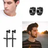 Dangle Earrings 95AB 15 Pairs Mens Black Circle Stud Hoop With High Polished Steel Flat Back Round Disc For Women Boys Girls