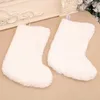 Christmas White Plush Stockings Ornaments Candy Socks Gift Bags Xmas Tree Fireplace Decoration GCC79
