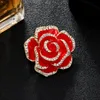 Broches à fleurs de camélia en strass haut de gamme, rouge et blanc, faites à la main en métal pour dames, broche pour écharpe, accessoires pour vêtements, décorations