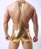 Gym Clothing Men's Wrestling Singlet Bodysuit Silky Smooth.Wrestling Solid Color Faux Leather Sexy Costume